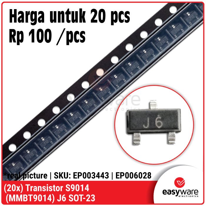 20 ชิ้นทรานซิสเตอร์ S9014 (MMBT9014) J6 SOT-23 NPN Bipolar ทรานซิสเตอร์ BJT