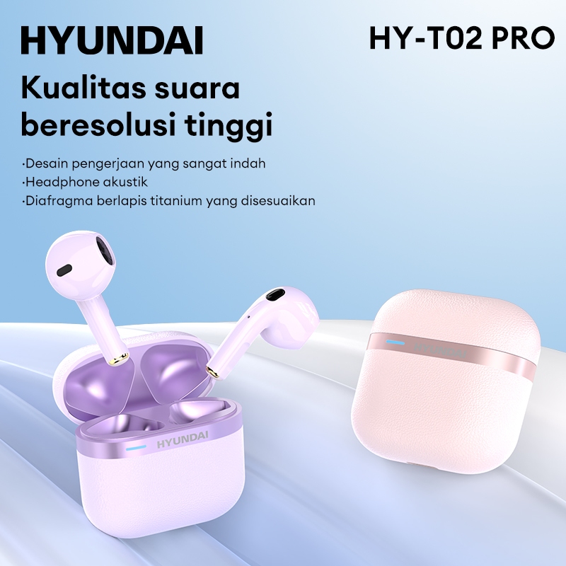 Hyundai HY-T02 PRO TWS หูฟังบลูทูธ 5.4 HIFI คุณภาพเสียงเพลงชุดหูฟังหูฟังขนาดเล็ก