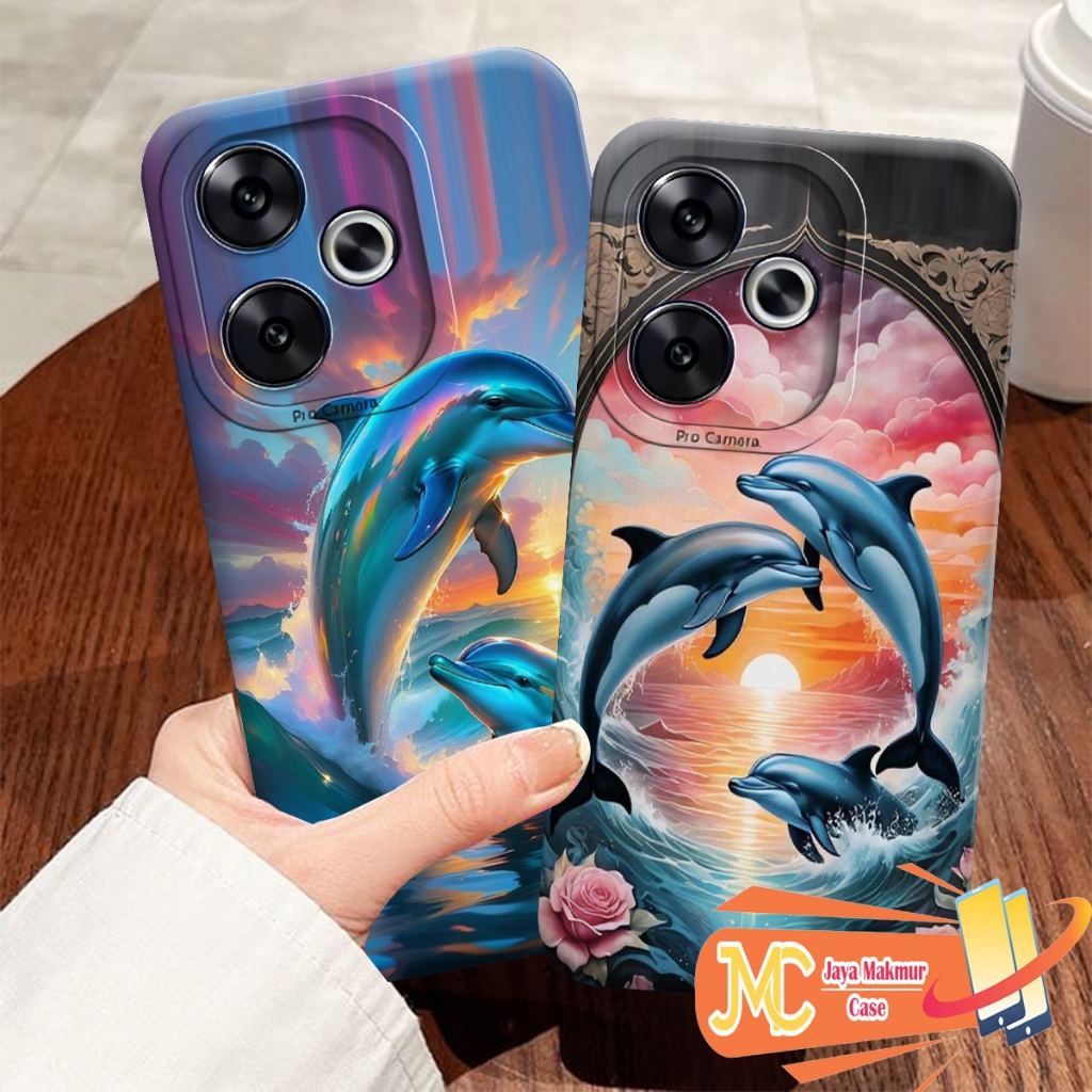 HP Softcase poco f6 2024 F5 F4 F3 x5 x5 pro X6 x6 pro m6 pro note 13 pro plus Beautiful Dolphin Moti