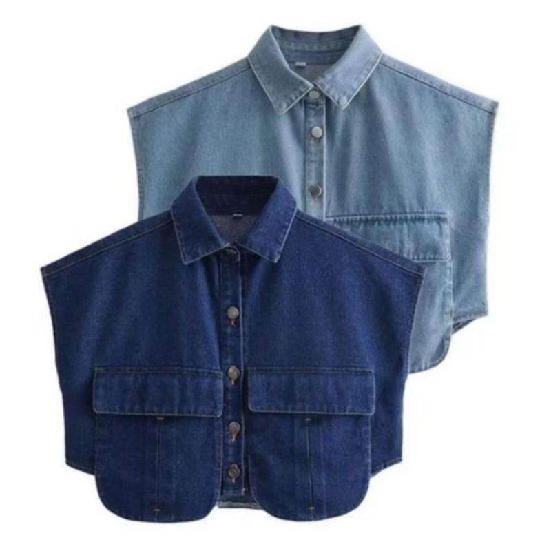 เสื้อครอปกระเป๋าใหญ่ ผ้ายีนส์ 75312