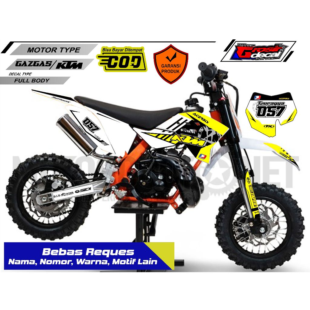 สติ๊กเกอร์รูปลอกสติ๊กเกอร์ Striping Mini Trail Gazgas 50cc / KTM 50cc / SSR 50cc Full Body Free Cust