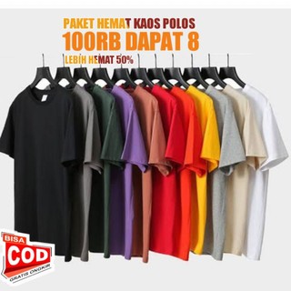 Paket Baju Kaos polos 100ribu dapat 8 pcs pria wanita Dewasa l semi katun l tshirt basic