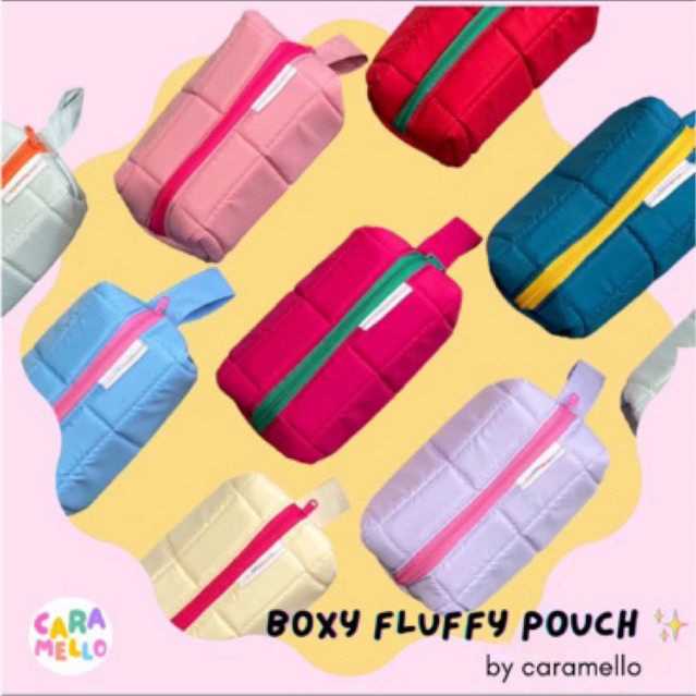 Caramello - Boxy Pouch Puffy ทุกสี | Make up pouch