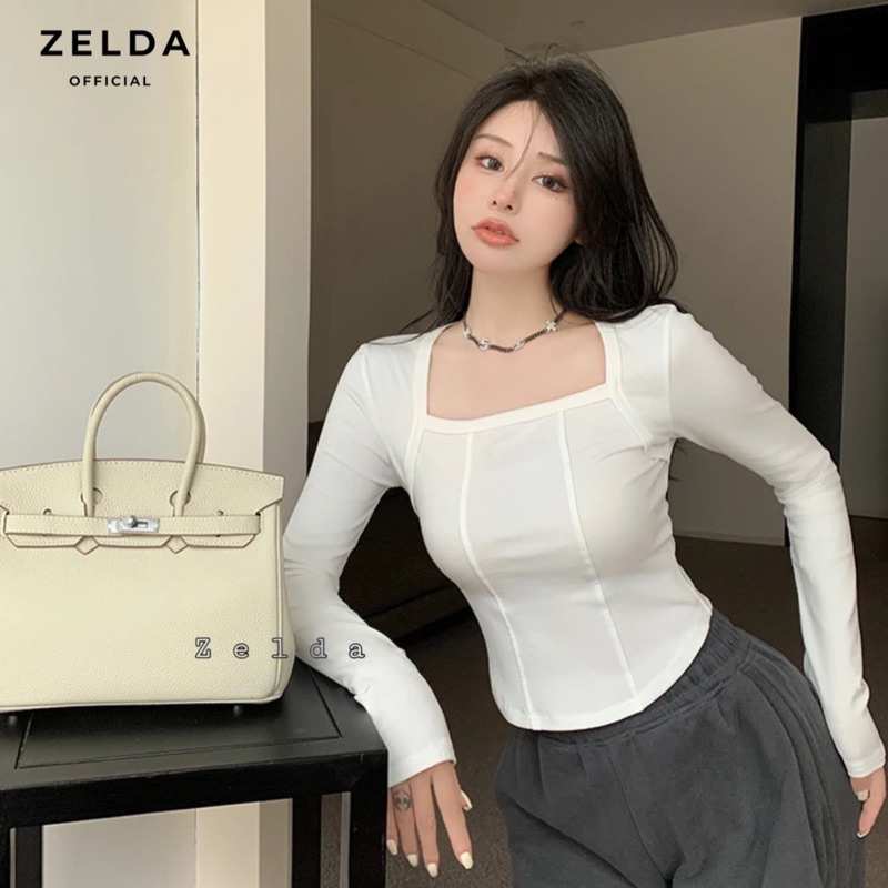 Zelda - Maggie เสื้อครอปแขนยาว เสื้อครอปคอเหลี่ยมแขนยาว CTLS 010