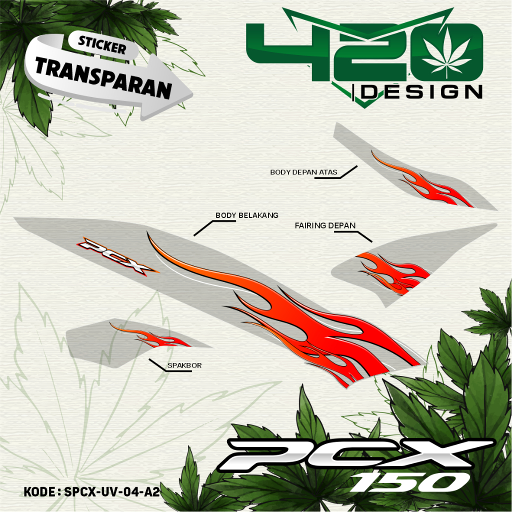 PCX 150 แถบ UV TRANSPARENT FIRE MOTIF - PCX 150 สติ๊กเกอร์แถบแบบกําหนดเอง - SPX-UV