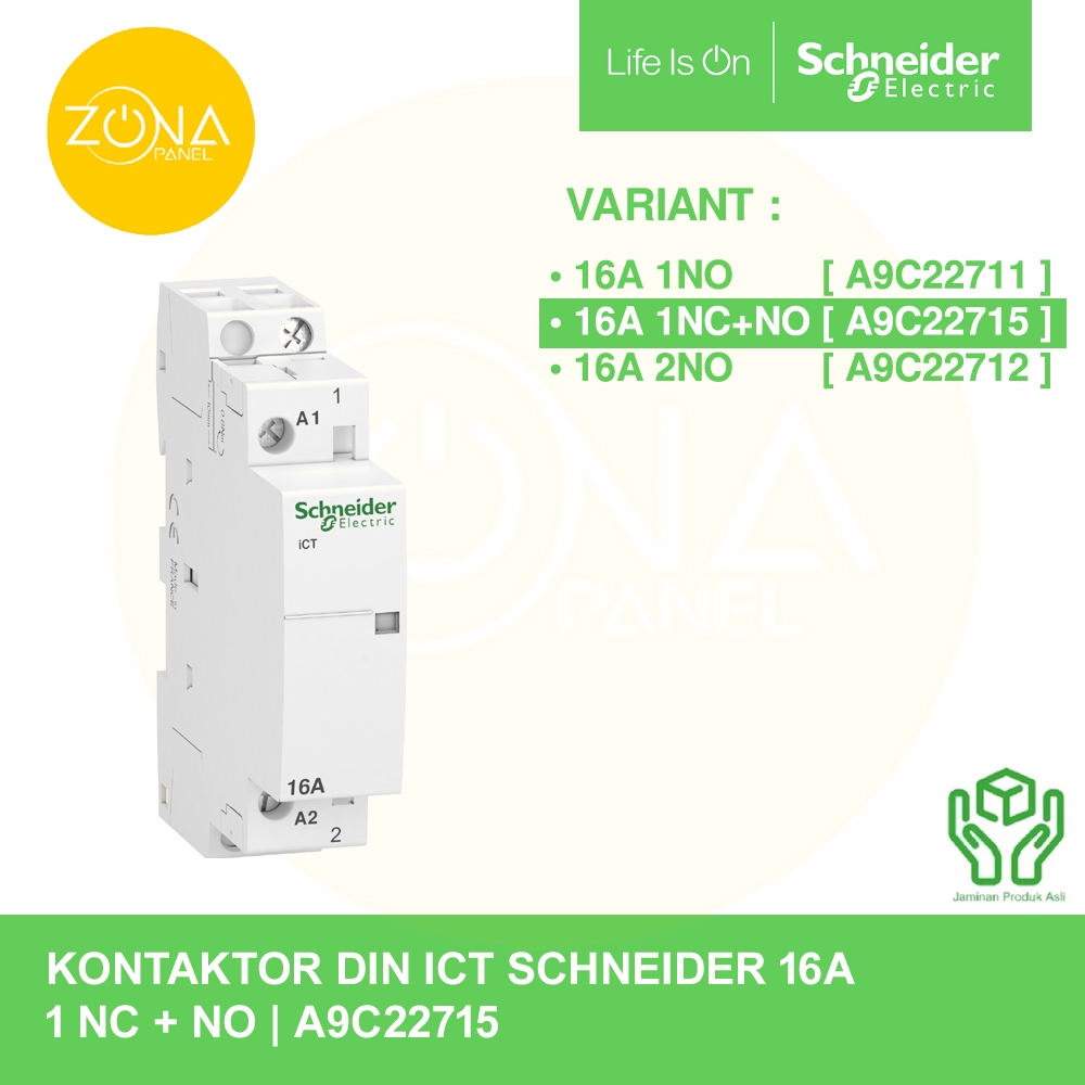 CONTACTOR CONTACTOR SCHNEIDER DIN ICT 1P 16A 1NC 1NO A9C22715 เดิม