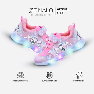 sepatu sneakers anak perempuan LED CN PINK 01