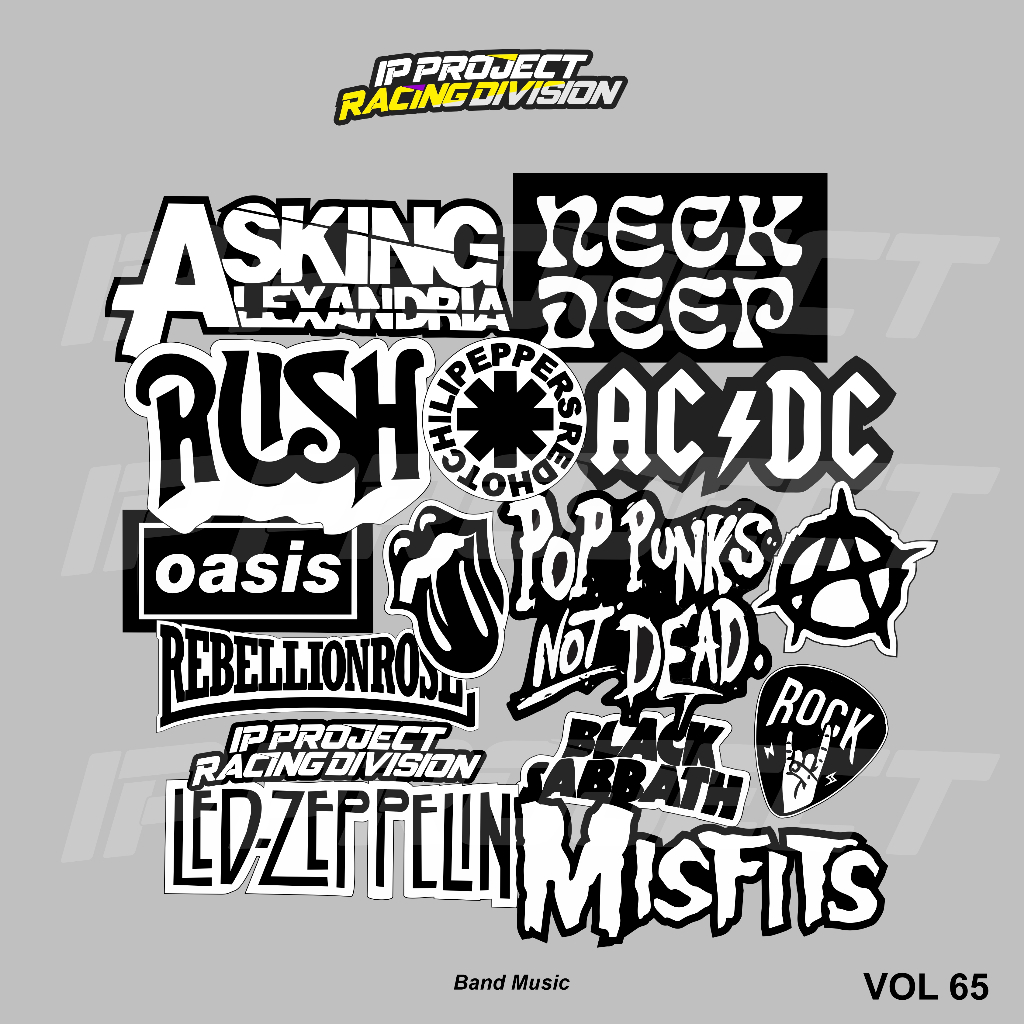 HP ROCK METAL MUSIC BAND STICKERS CONTENTS 15 ชิ้น BLACK AND WHITE กันน้ํา ความงาม หมวกกันน็อค แล็ปท