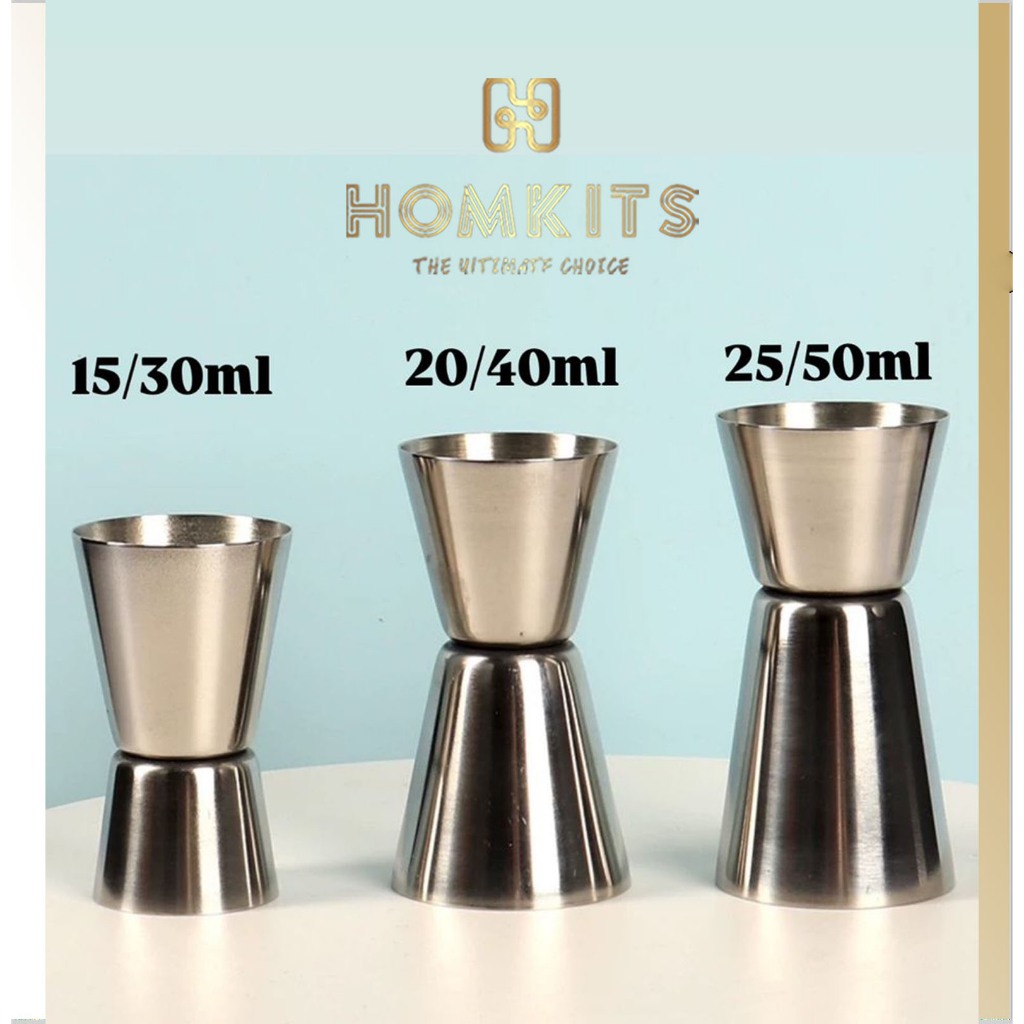 HKS-H031 Jigger สแตนเลสวัด 15/30ml 20/40ml 25/50ml cc ถ้วยตวงถ้วยตวง Jigger ถ้วยตวง