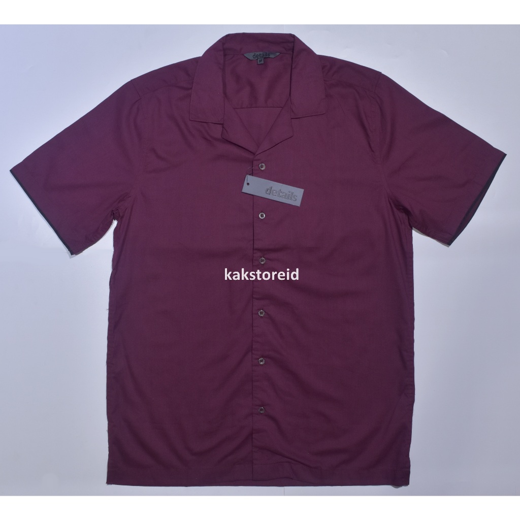 KEMEJA DETA*** เสื้อเชิ้ตผู้ชายแขนสั้น Maroon DTS 82 เสื้อเชิ้ตคอปกเกาหลี