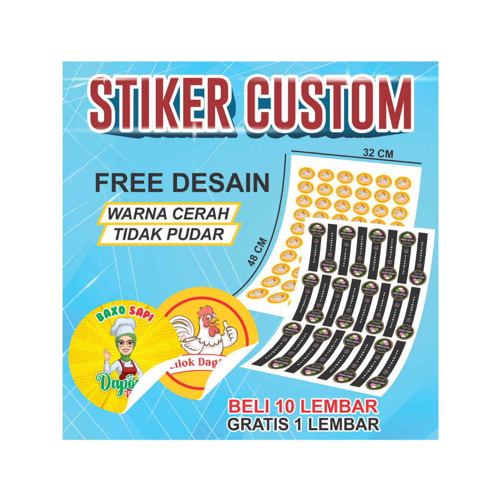 พิมพ์สติ๊กเกอร์ A3 ตัดแบบกําหนดเอง | พิมพ์อาหารและเครื่องดื่ม PACKAGING LABEL STICKERS ONLINESHOP