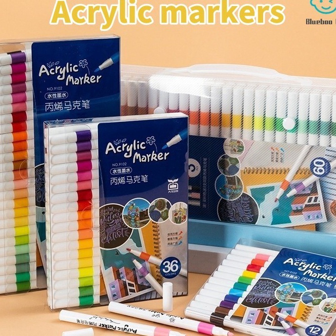 ปากกาสีอะคริลิก 12/24/36/48/60/80 สีสัน ใช้ในการวาดภาพศิลปะ DIY ปากกาเขียนภาพดิจิทัล ปากกาสีน้ำ
