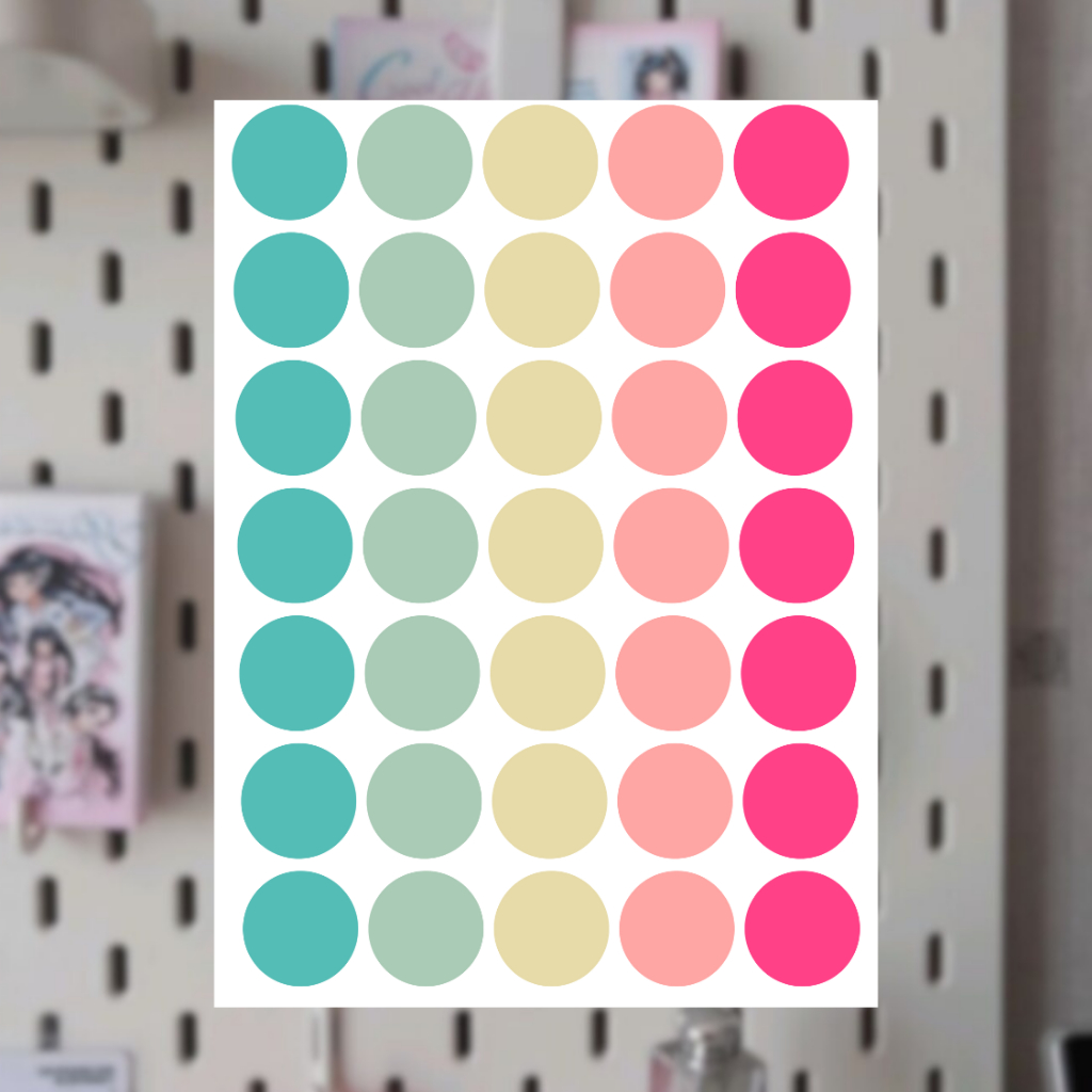 DOT STICKER SHEET / CUTE KAWAII DECO STICKER VINTAGE RETRO AESTHETIC สําหรับ JOURNLING