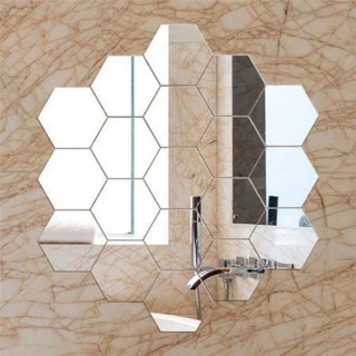 Stiker Cermin Dinding Anti Pecah Segi Enam Tempel Kaca Hexagonal Mirror Wall Decoration Stiker Tempel Dinding sticker