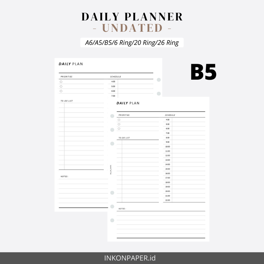 B5 - Planner 2026, Daily Planner, Life Planner โดย INK_ON_PAPER