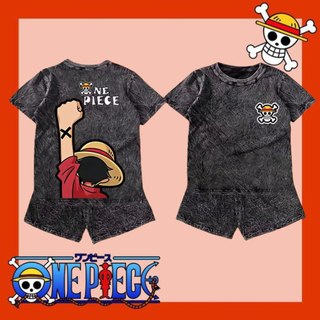 Setelan Wash anak laki-laki dan perempuan celana pendek sablon digital ONE PIECE bahan babyterry / Pakaian wash anak unisex celana pendek sablon digital 1-10 tahun - Elyca.id