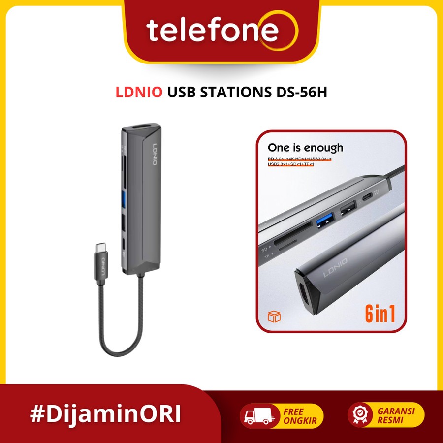 USB HUB LDNIO DS-56H Docking Station 6 in 1 Multi-Function USB-C PD3.0 2.0 HDMI 4K HD Data Transmiss