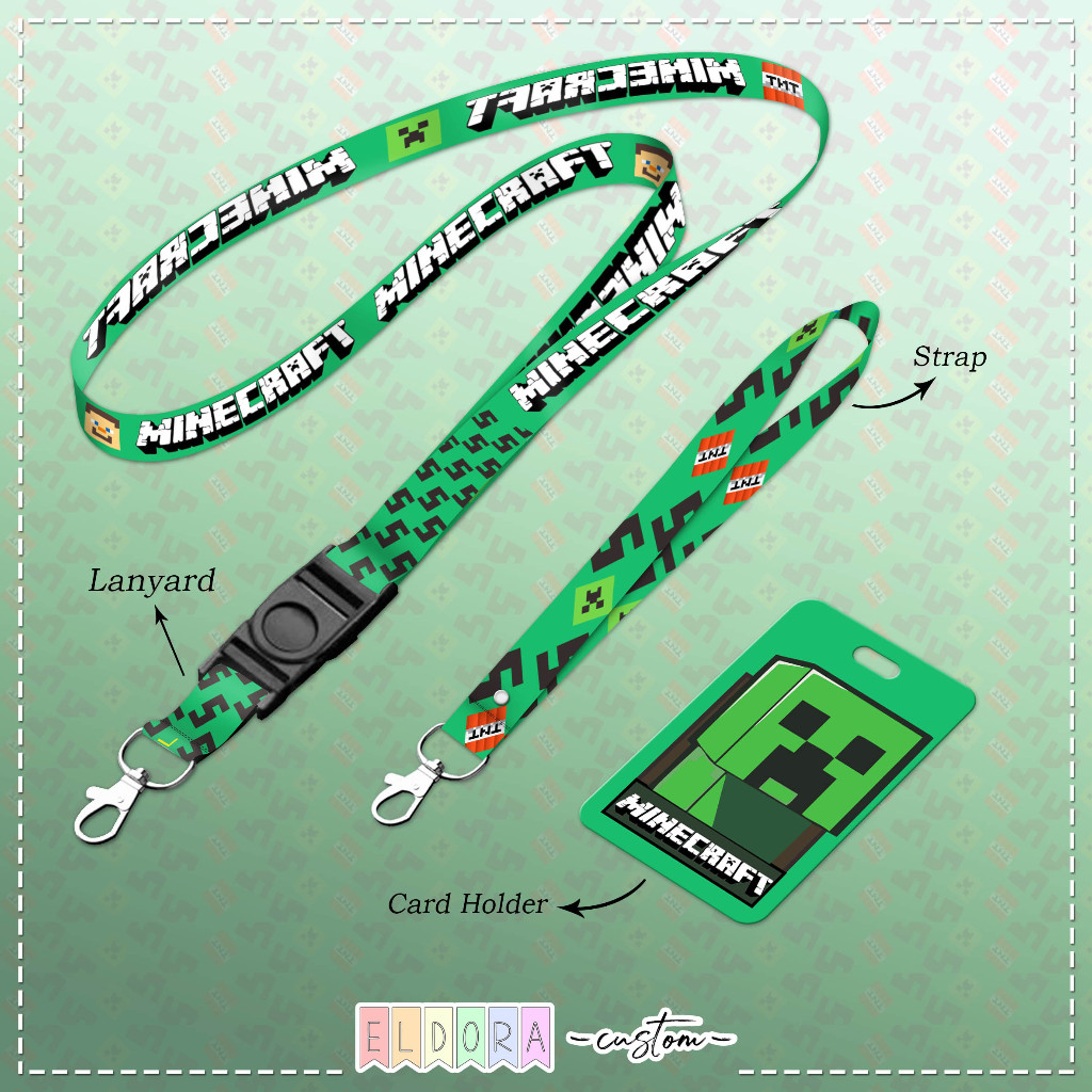 HP GANTUNGAN [LANYARD] Minecraft id card holder Strap key chain set - cellphone Strap - ที่ใส่การ์ด 