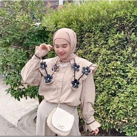 KEMEJA C - CNF NELA ผู้หญิง / เสื้อเชิ้ตลายดอกไม้คอปก / เสื้อเชิ้ตผู้หญิง LONG-SLEEVED / เสื้อเชิ้ตผ