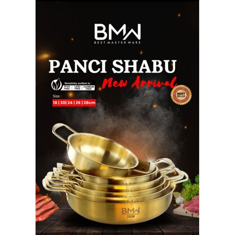 SHABU-SHABU POT SIZE 18 20 22 24 26 28/GOLD KOREAN NOODLE POT/ RAMEN POT/BMW POT