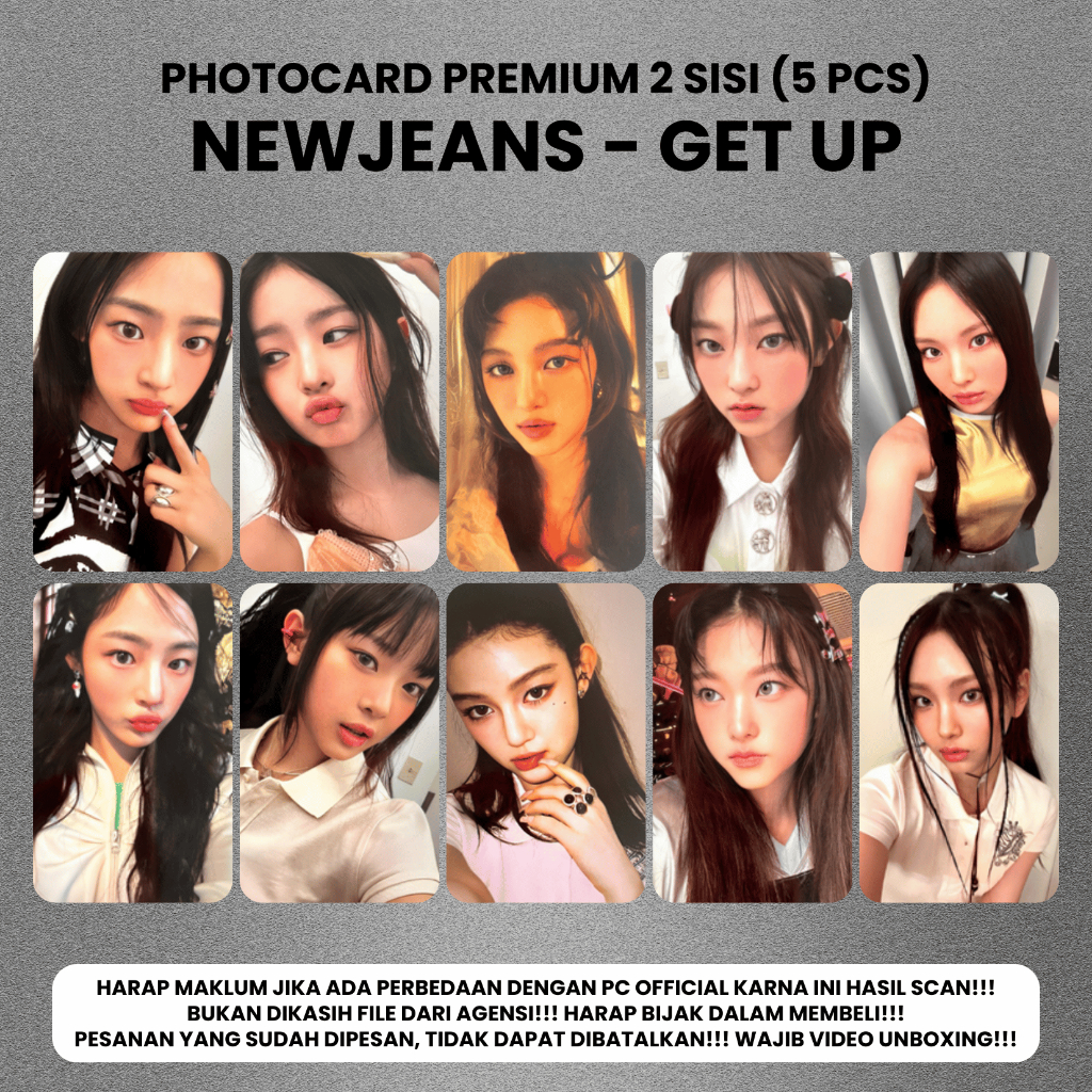 (CONTENTS Of 5 ชิ้น) Photocard NEW JEANS GET UP ALBUM - PC Premium 2 ด้าน Kpop Card Merch Unofficial