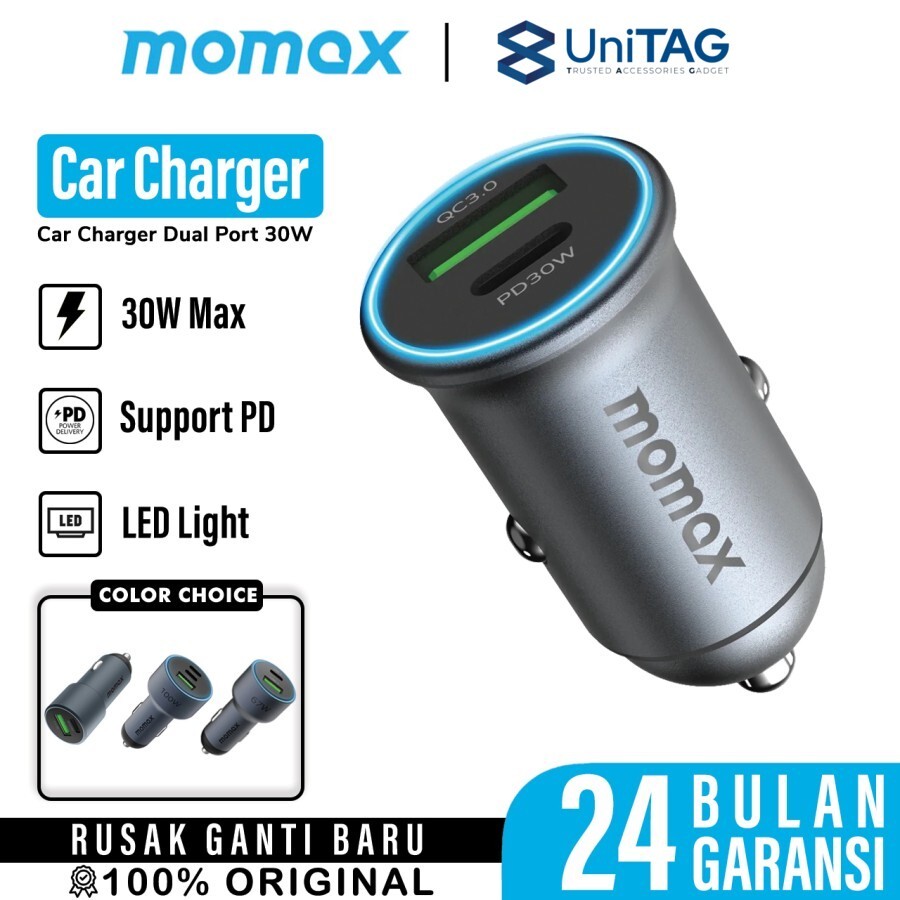 ที่ชาร์จแบตในรถ Dual Port USB A/C Momax 100W/67W/38W PD QC Fast Charging