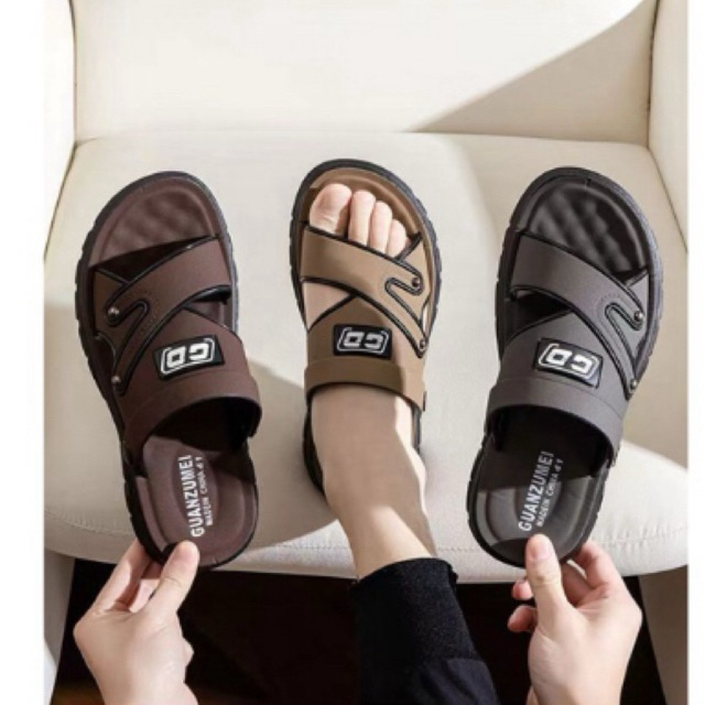 นําเข้าล่าสุด GUANZUMEI Led Leather Mens Llop Sandals