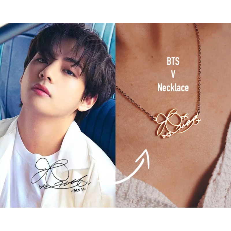 Bts V Taehyung ลายเซ็นสร้อยคอ - BTS Kim Taehyung สร้อยคอ BTS Merch - เครื่องประดับ BTS - K Pop