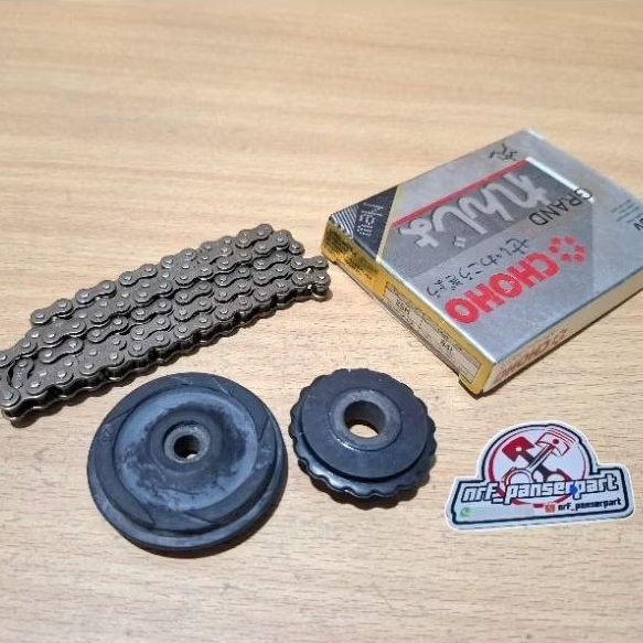 MESIN PRIMA GRAND 84L TENGA CHAIN/ENGINE CAMPRAT CHAIN SET+ROLL TENSIONER HONDA ASTREA STAR PRIMA GR
