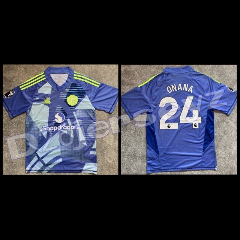 EmyuU_ GK GOALKEEPER Blue Jersey 2024 / 2025 + ชื่อพิมพ์ ONANA 24 / Custom + Patch