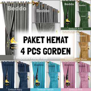 (BEDDO)4 PCS PAKET HEMAT GORDEN JENDELA DAN PINTU KAMAR MINIMALIS SMOKRING 10 RING LEBAR 110 TINGGI 220CM
