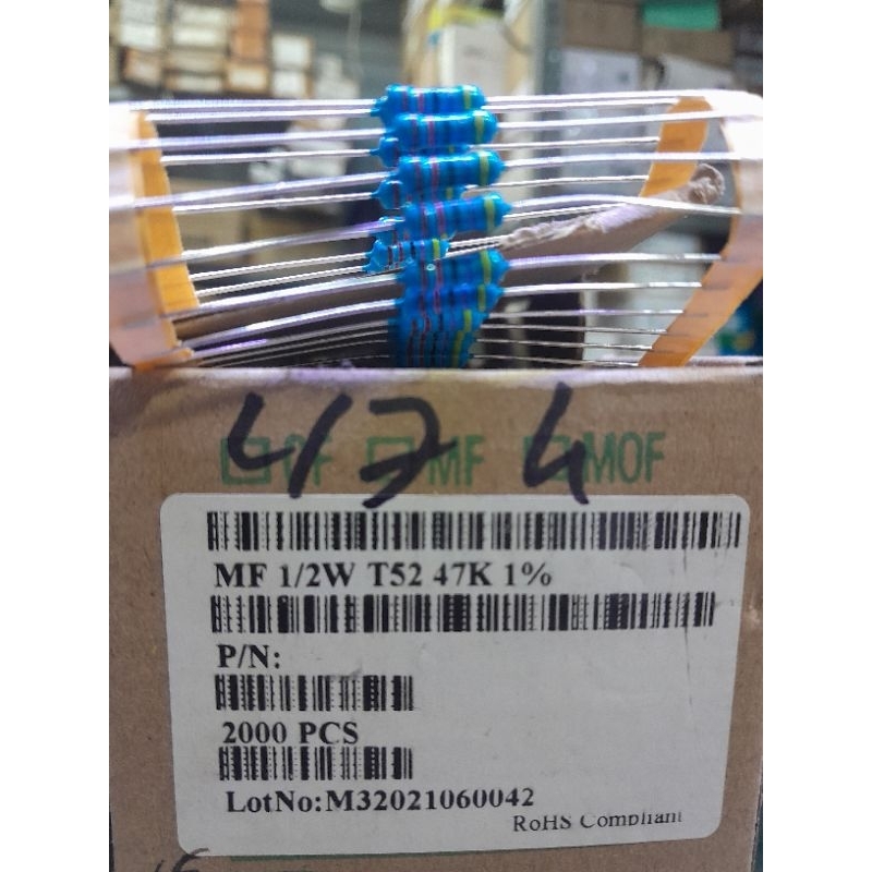 1/2W 47K 1% 1/2 47K 5% ฟิล์มกันรอยโลหะ TAIWAN.10 ชิ้น