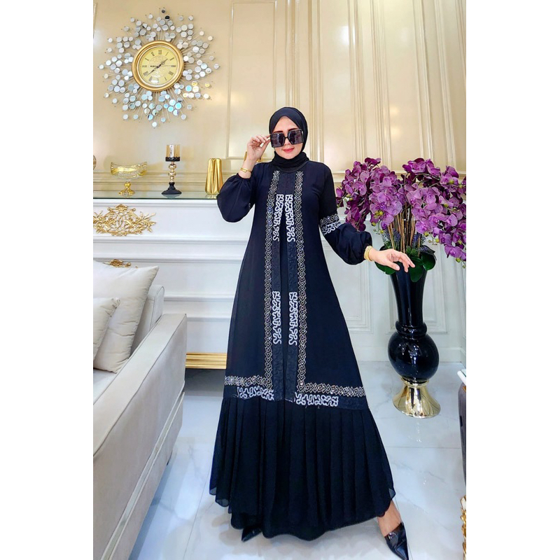 TURKEY ABAYA GAMIS FULL BLACK และ White Variant LATEST Ruffle MODEL 2024