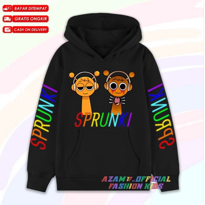 Sprunki Incredibox เสื้อแจ็คเก็ตมีฮู้ดเด็กสีส้มชื่อฟรี / เสื้อกันหนาวมีฮู้ดเด็กสีส้มจาก Sprunki Incredibox