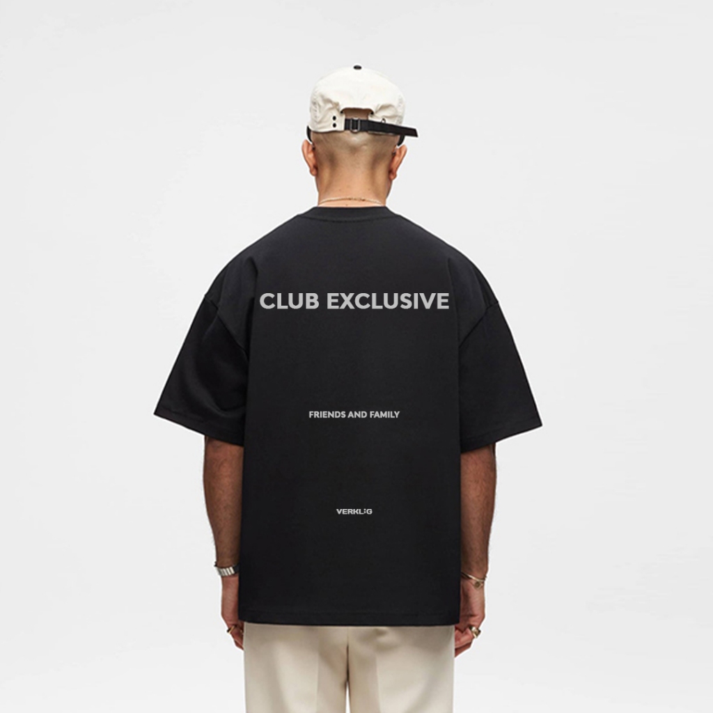 Verklig Studio Boxy Fit Oversize Club Exclusive Heavyweight Tee เสื้อยืดสีดํา - Cotton Combed 20s