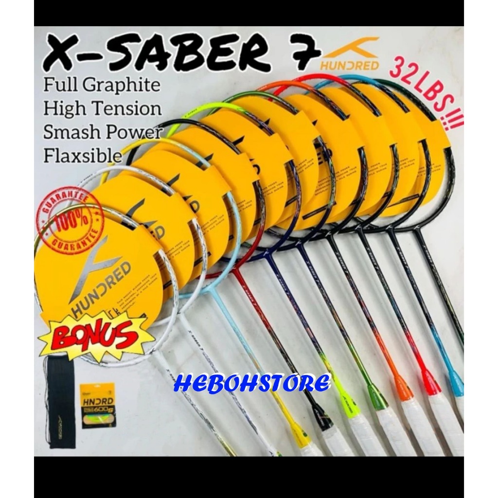 HUNDRED HNDRD X- SABER 7 X SABER 7 BADMINTON CKET COMPLETE ORIGINAL SET