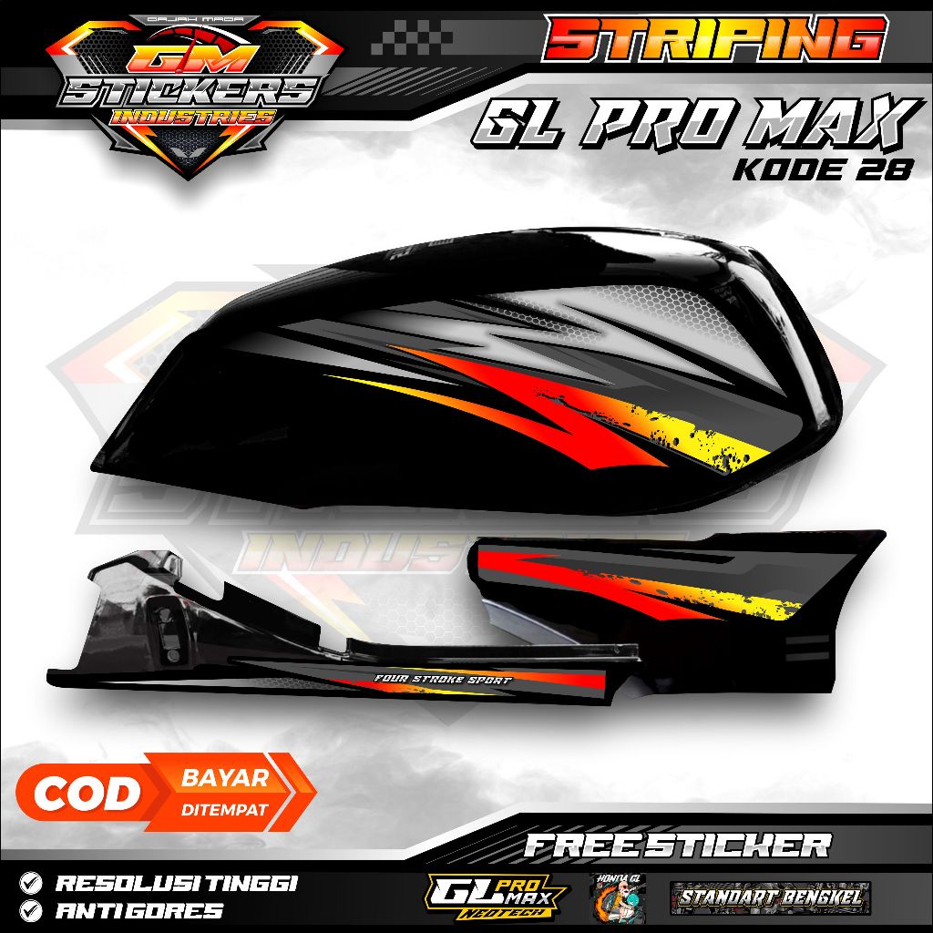 HONDA GL MAX GL PRO NEO TECH K28 MOTORCYCLE VARIATION STRIPING STICKER