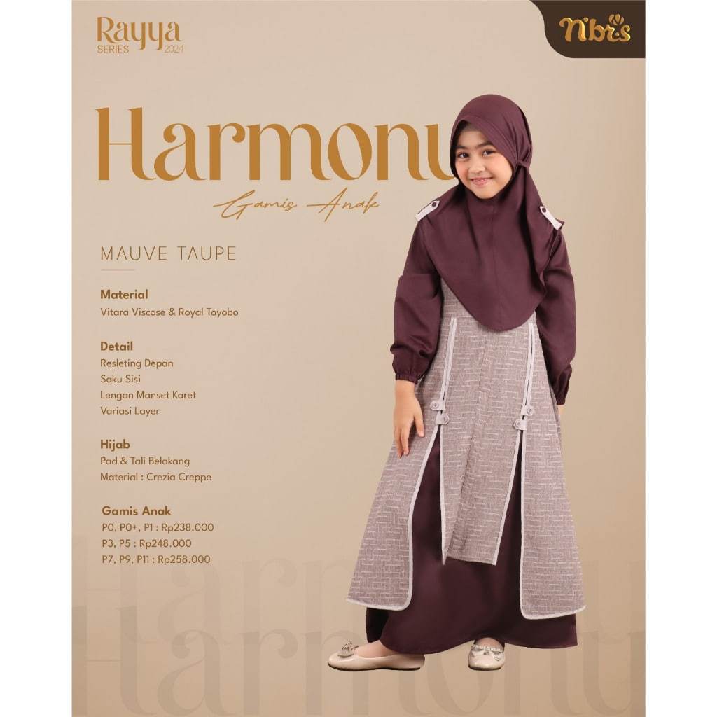 NIBRAS HARMONY CHILDRENS GAMIS SET HIJAB SARIMBIT 2024