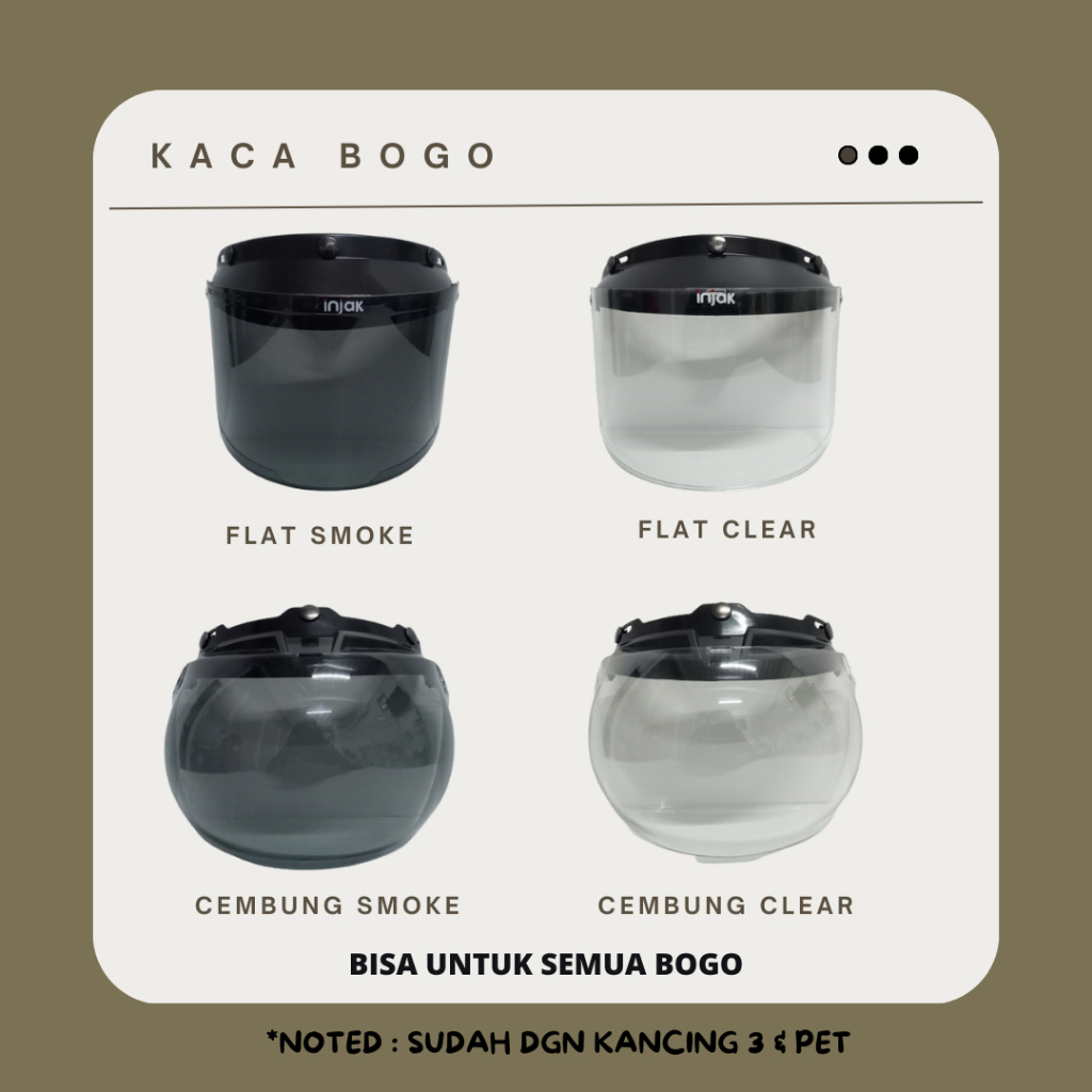 หมวกกันน็อค BOGO แบน STEPED SMOKE/CLEAR BOGO FLAT STEPED HELMET GLASS (NC)