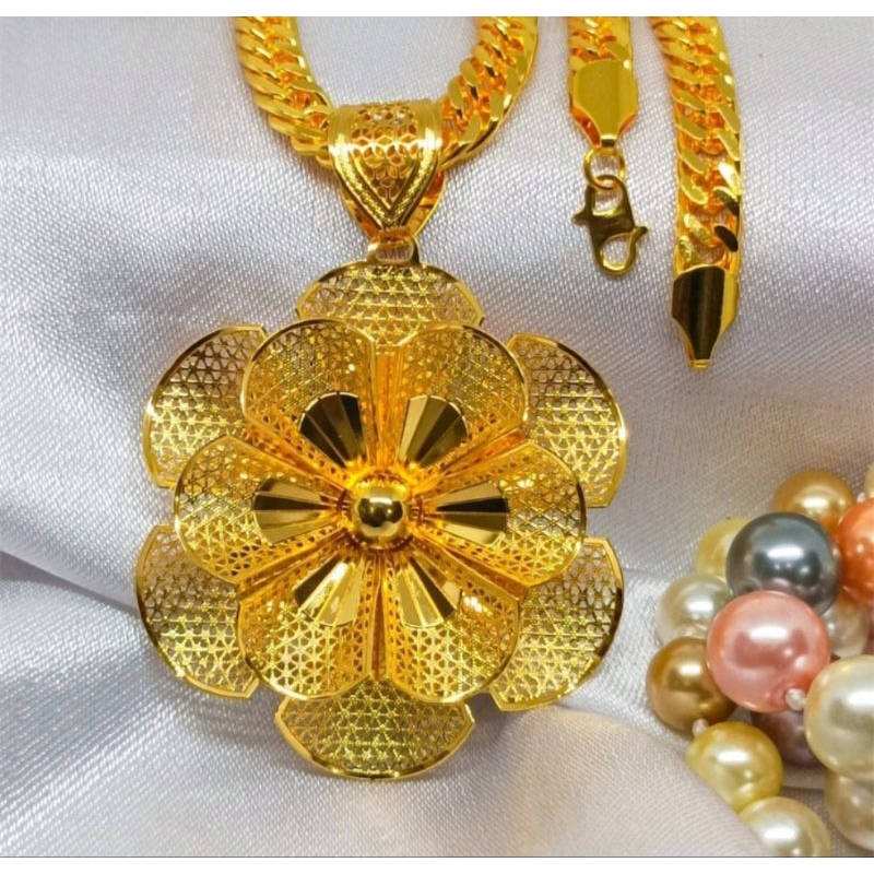 ผู้ใหญ่สร้อยคอผู้หญิง VEHICLE FLOWER LAST DUBAI FASHION JEWELRY 24K GOLD PLATED