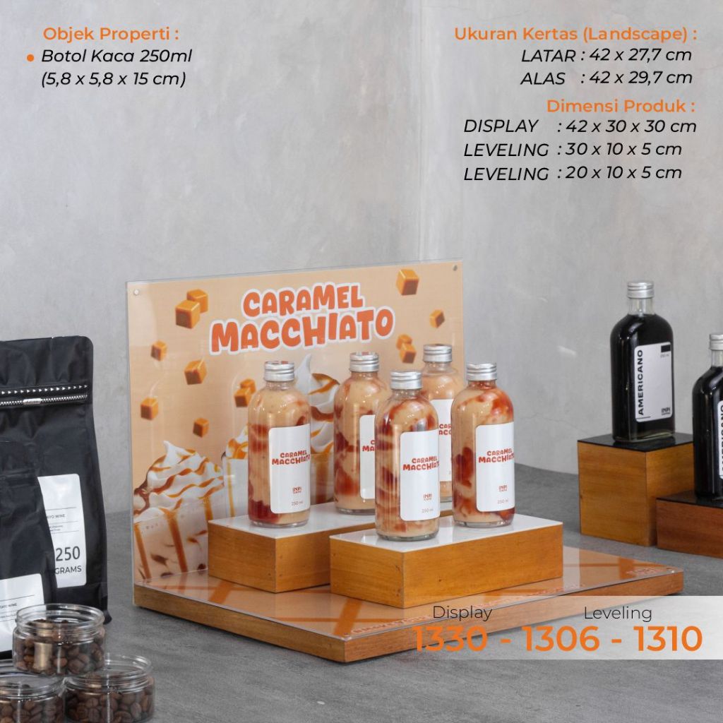 Macchiato Showcase Caramel Coffee Bottle Display Base - Inpihouse