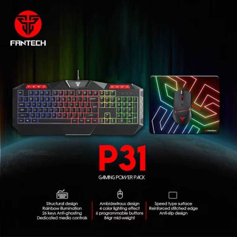 Fantech P31 3in1 Gaming Package Combo คีย์บอร์ดเมาส์ Mouse Mousepad