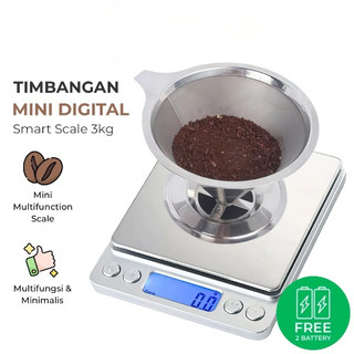 Timbangan Emas Scale 3kg 0.1gr (KOTAK) Digital Kopi Bumbu Dapur Platform Dengan Lampu Backlight Biru