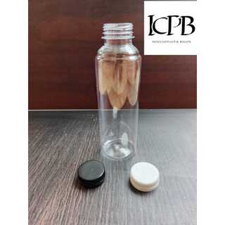 Botol Almond 250 ml / Botol Plastik 250 ml Clear Tutup Warna Putih dan Hitam (12 gram)