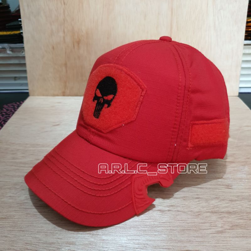 MERAH Tactical funisher หมวกเบสบอลผ้าฝ้ายแบบริปต็อกเต็มสีแดง