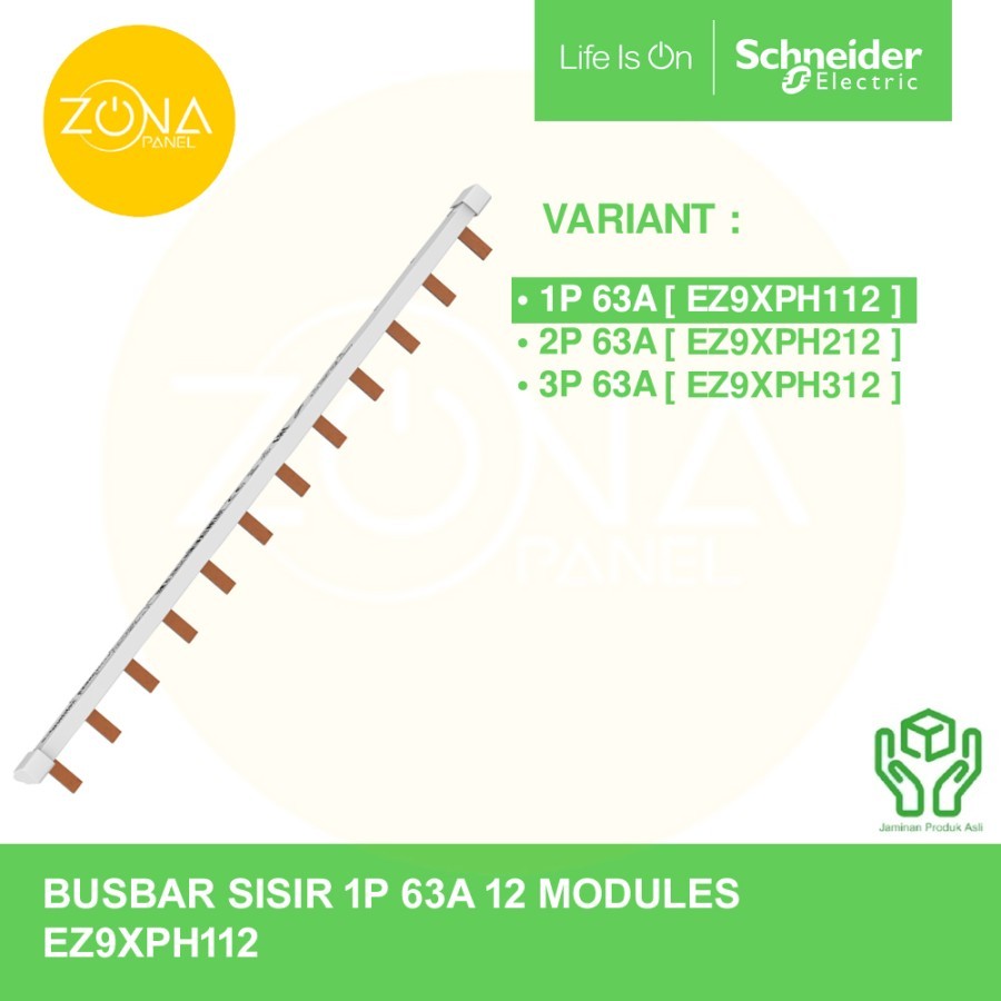 BUSBAR COMB / COMB BUSBAR SCHNEIDER 1 PHASE 1P 63A EZ9XPH112 เดิม