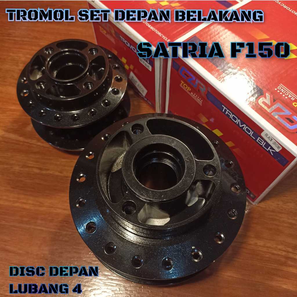 SATRIA FU150 ชุด TROMOL ด้านหน้าด้านหลังสีดํา METALLIC DISC เสริมด้านหน้า HOLE 4 CZR