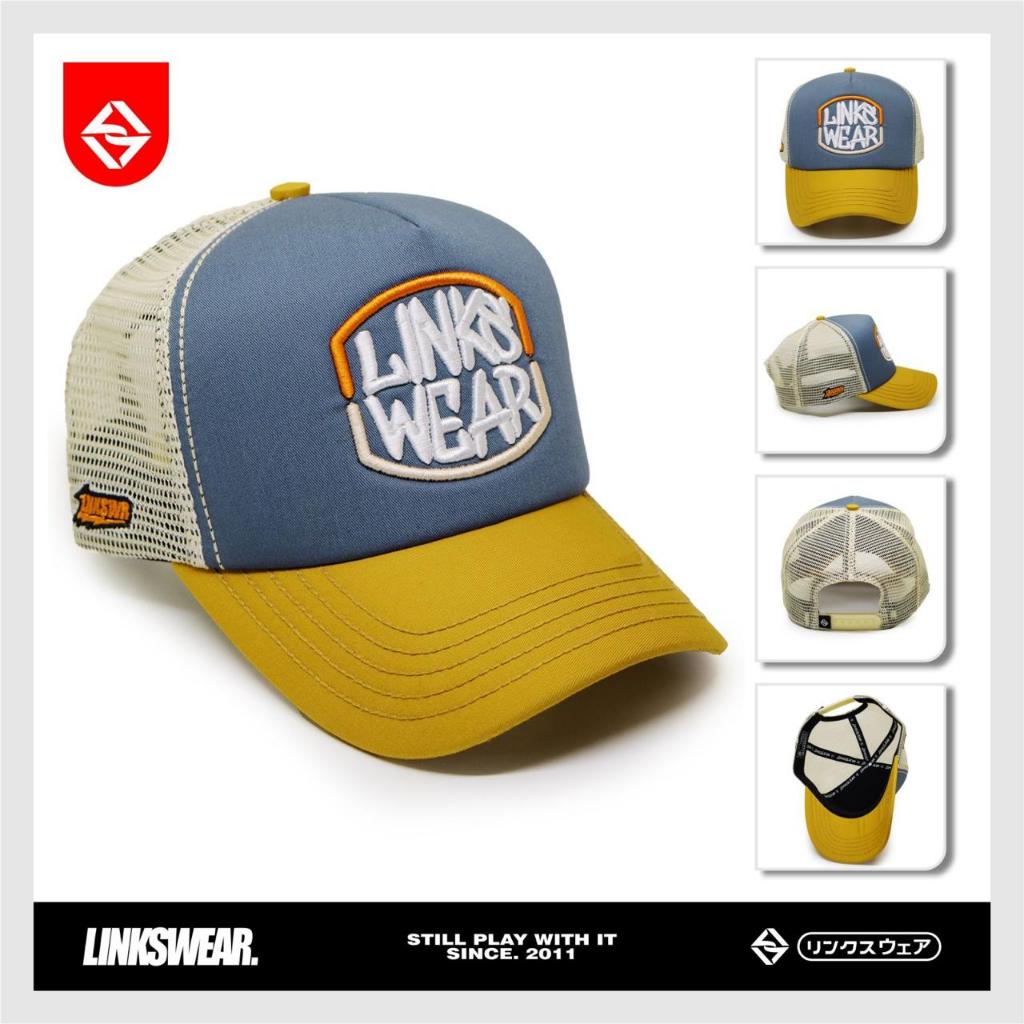 LINKSWEAR หมวกตาข่าย Trucker สําหรับผู้ชาย Mustard Grey LTT106
