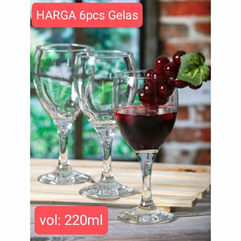 [6 ชิ้น] GOBLET RED WINE Glass 250ml/ Goblet Cup Glass/ Stem Wine Glass GOBLET MILANO