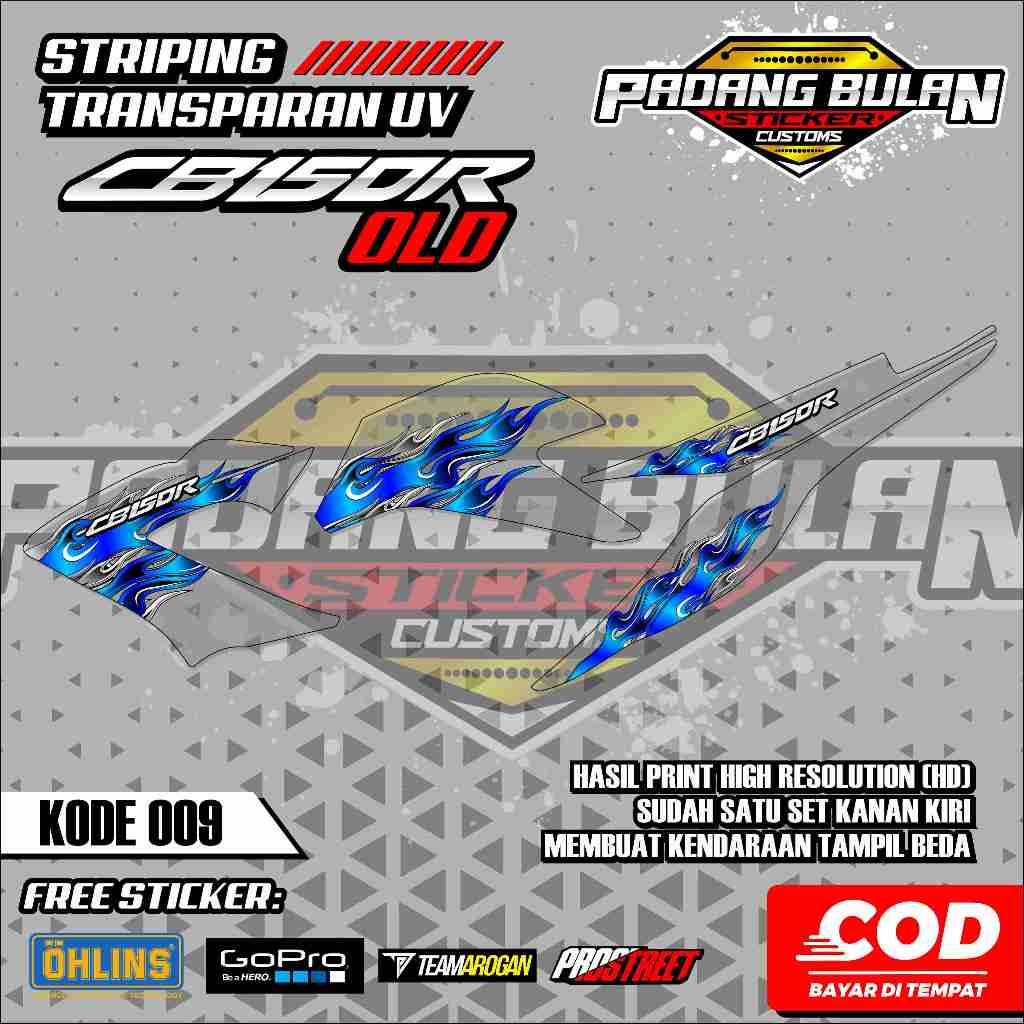 08 TRANSPARENT UV STRIPING HONDA CB 150 OLD / UV VARIATION STRIPING CB 150 OLD FIRE MOTIF